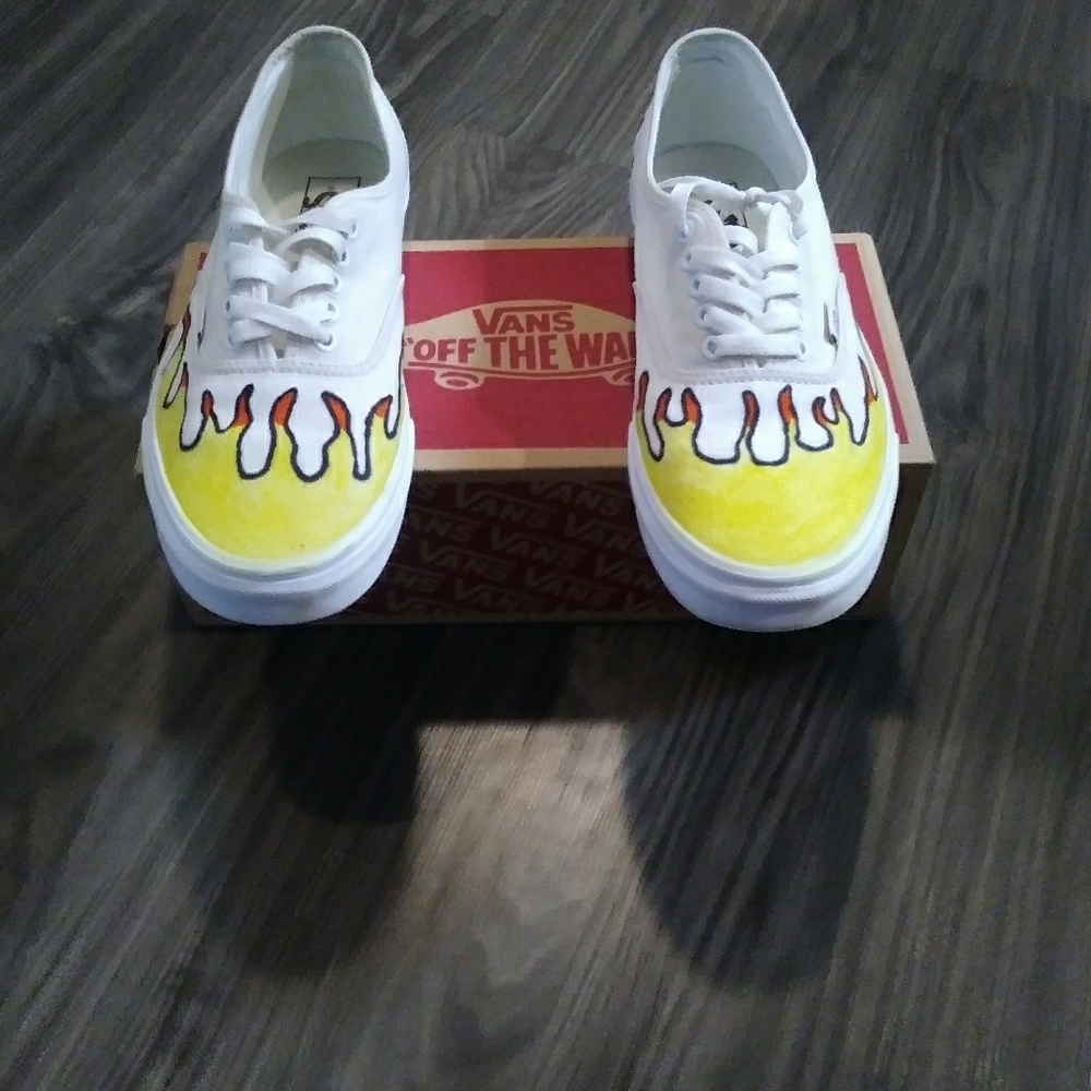 Authentic Vans.  Size 10.  Costume Flame Design